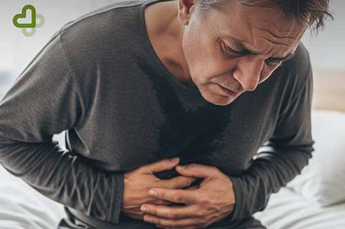 Мужчина с болью в желудке